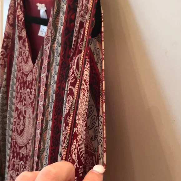 Boho Paisley Red Tunic Short  Dress Medium - Picture 4 of 6